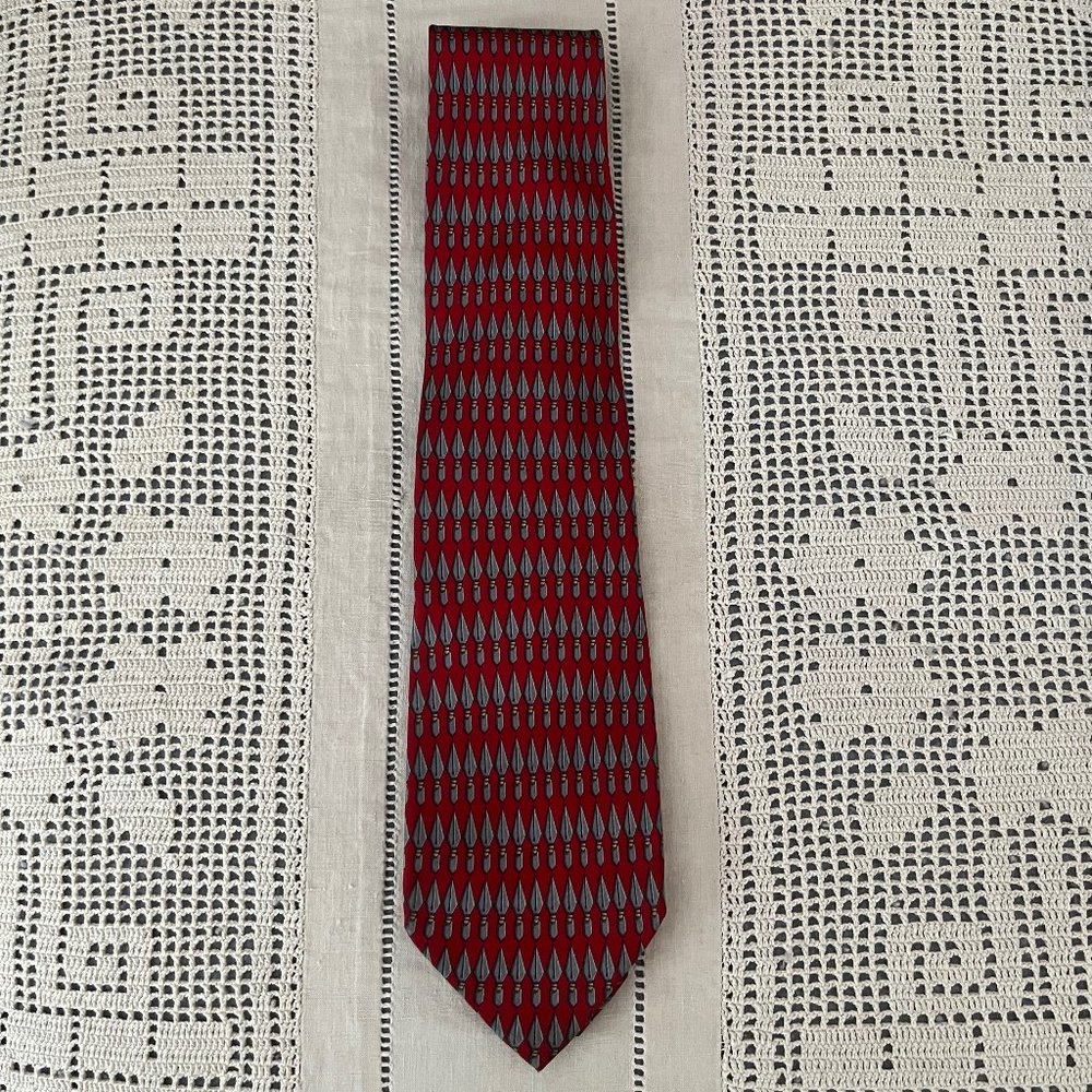 Gucci silk tie red, grey & yellow
